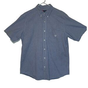 Chaps Seersucker Men's Shirt Sz L Blue&White 100% Cotton Large Resort Wear Nice